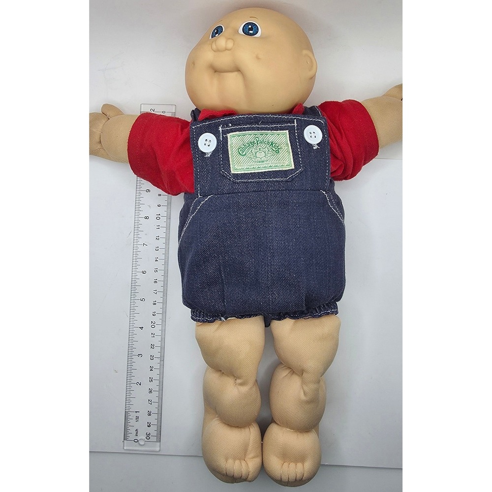 Vintage 1982 Cabbage Patch Kids Doll Bald Blue Eyes Blue Signature Coleco 16in